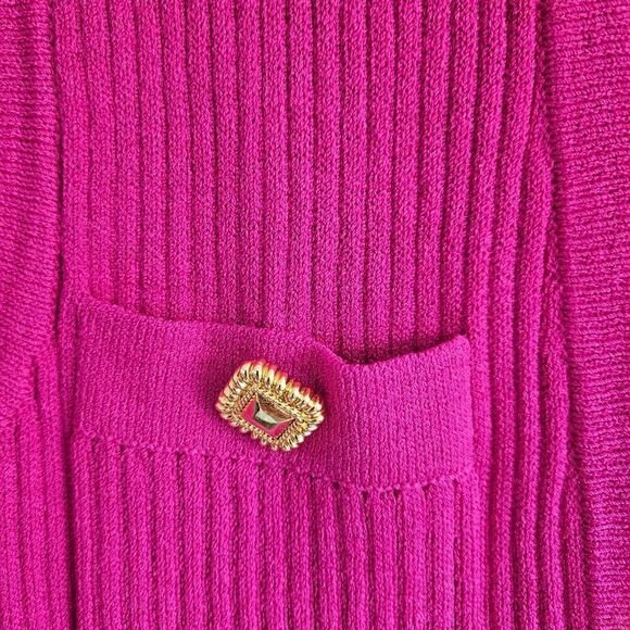 St. John Collection By Marie Gray Pink Knit Sweater Vest Gold Accented Buttons M - Picture 3 of 6